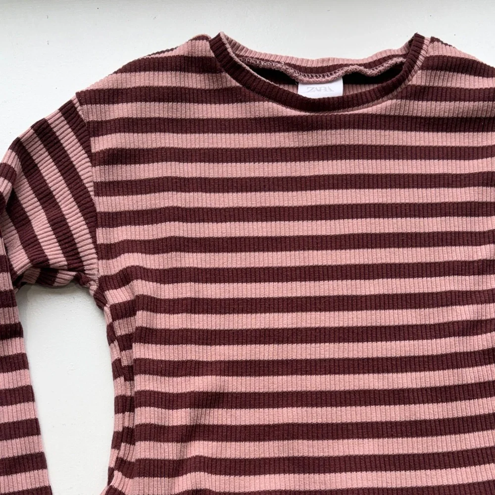 Zara kids Pink and Maroon striped set, size 6 - Picture 5 of 14
